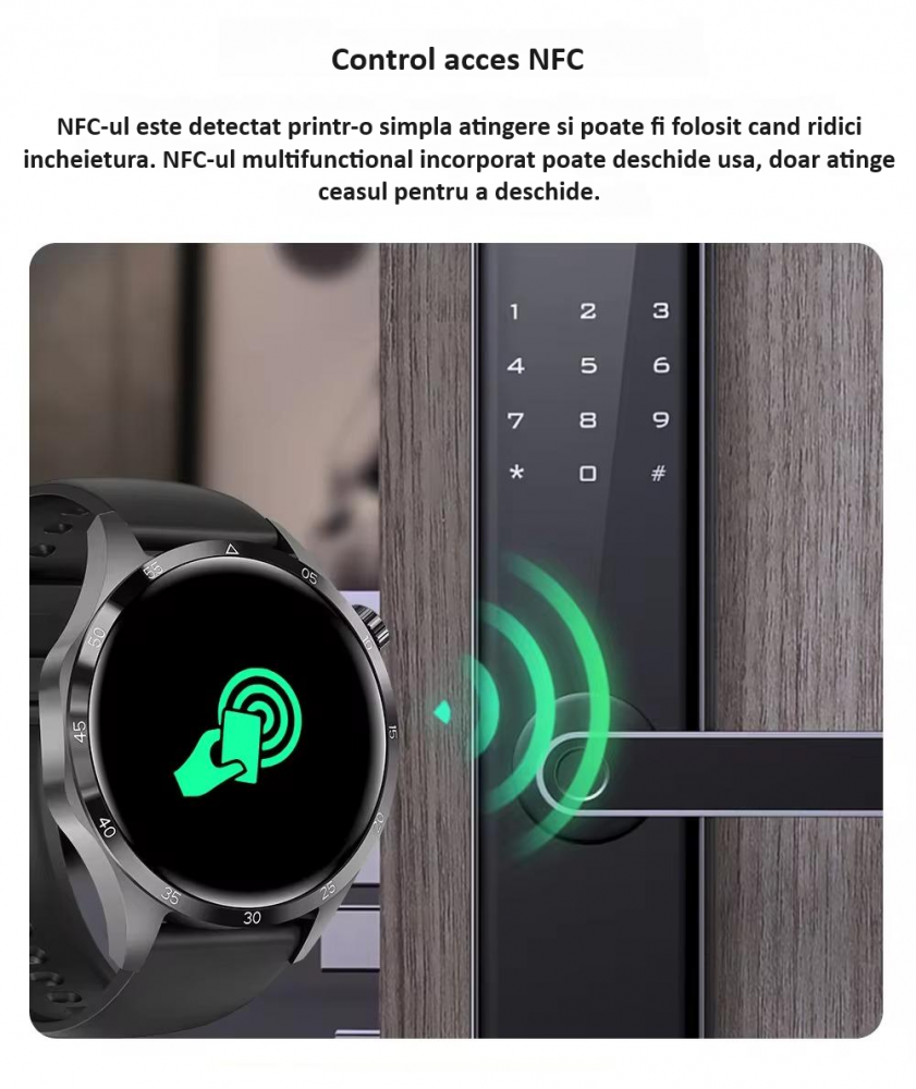 Ceas Smartwatch GT4 PRO+, Sport, Apel bluetooth, Rezistent la apa, Ecran 1.53", Monitorizare activitati fizice, somn, ritm cardiac, pedometru, Incarcare Wireless, Unisex, Android, IOS, negru [14]