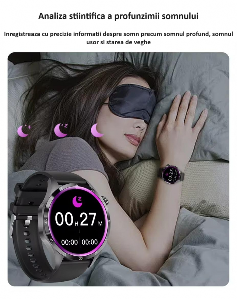Ceas Smartwatch GT4 PRO+, Sport, Apel bluetooth, Rezistent la apa, Ecran 1.53", Monitorizare activitati fizice, somn, ritm cardiac, pedometru, Incarcare Wireless, Unisex, Android, IOS, negru [20]