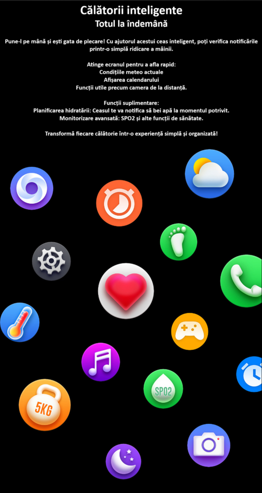 Smartwatch, ecran 1.6", rezistent la apa, notificari apel bluetooth/sms/social media, monitorizare activitati fizice, somn, ritm cardiac, pedometru, incarcare wireless, unisex, Android, IOS, argintiu [18]