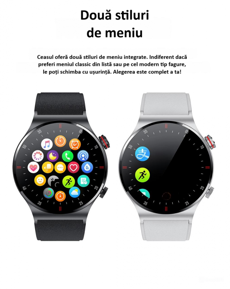 Ceas smartwatch, NFC, apel Bluetooth, ecran 1.28", control tactil, monitorizarea sanatatii, activitatilor fizice, somnului, ritmului cardiac, pedometru, incarcare magnetica, Android, iOS, negru [14]