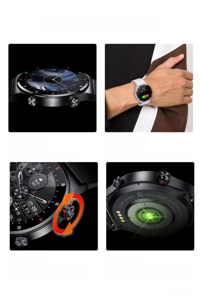 Ceas Smartwatch ZYTEQ® 1.28”, Apel Bluetooth, monitorizare sanatate, pedometru, notificari, incarcare magnetica, negru [2]