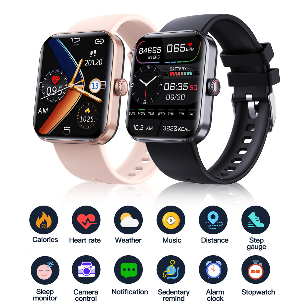 Ceas smartwatch ZYTEQ®️, ecran 1.91", Bluetooth, inteligent, fitness, sport, rezistent la apa, functie smart numarat pasi, alarma, notificari apeluri, mesaje si social media, monitorizare ritm cardiac [9]