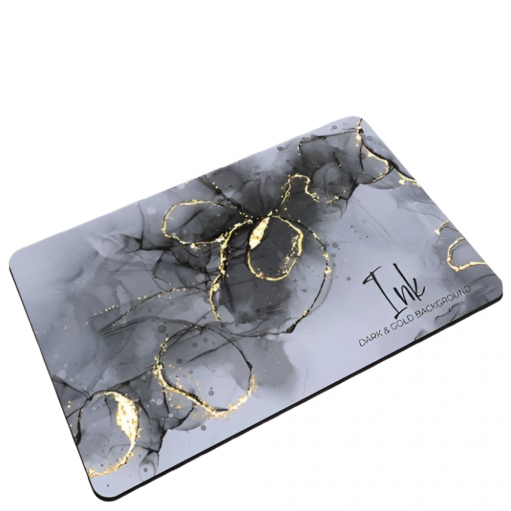 Covor de baie universal, din diatom, absorbant, antiderapant, design rulabil pentru depozitare usoara, 40x60 cm, gri cu auriu [3]