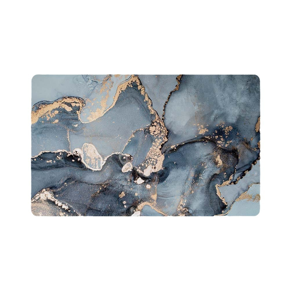 Covor de baie universal, din diatom, absorbant, antiderapant, design rulabil pentru depozitare usoara, 50x80 cm, albastru cu maro [3]