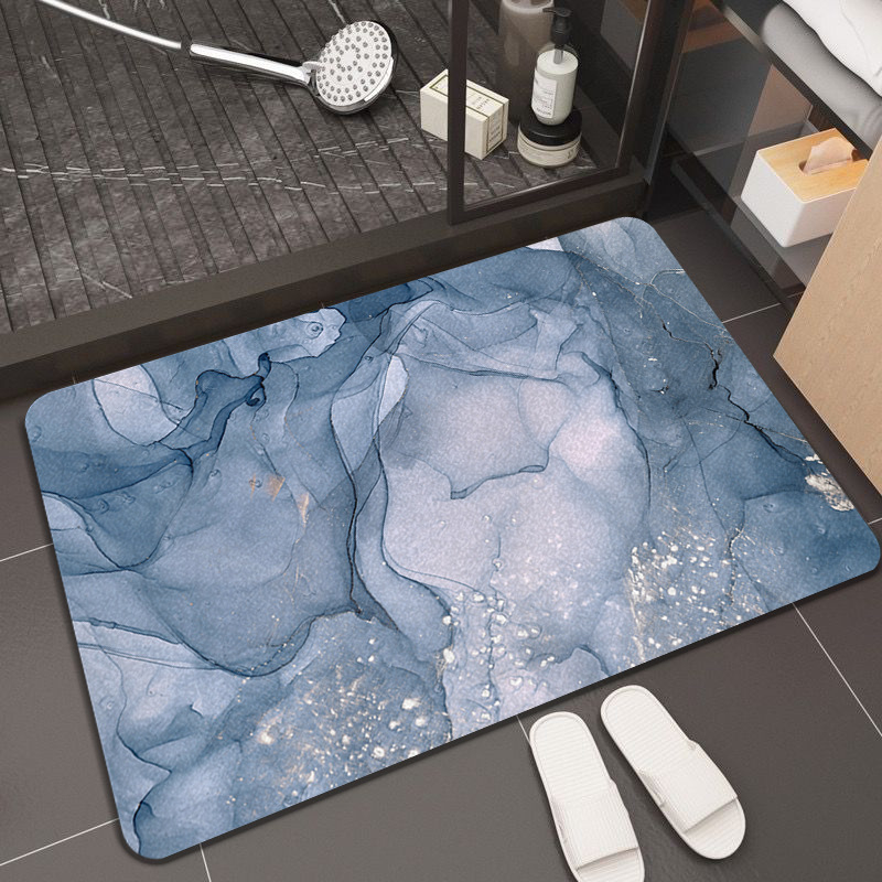 Covor de baie universal, din diatom, absorbant, antiderapant, design rulabil pentru depozitare usoara, 60x90 cm, albastru ocean [8]