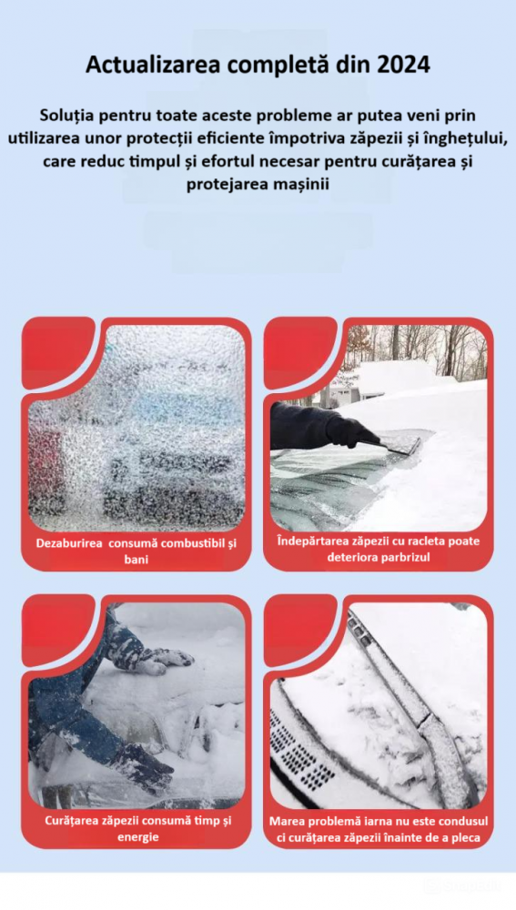 Husa magnetica si parasolar pentru parbriz, geamuri laterale si oglinzi, cu protectie impotriva inghetului, soarelui, ploii, vantului, prafului si rezistenta la zgarieturi [7]