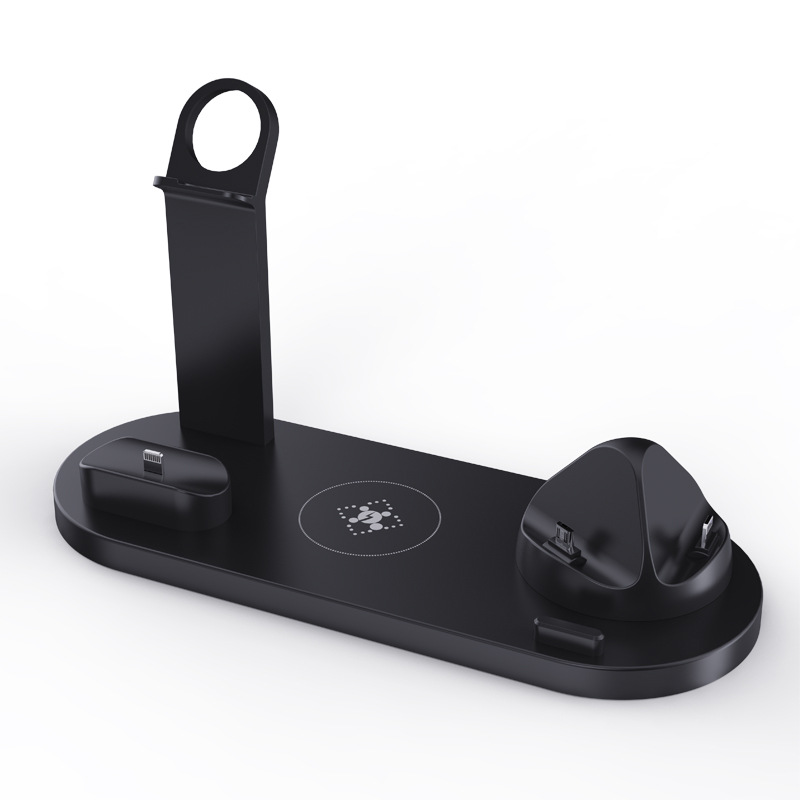 Incarcator wireless, statie de incarcare 6 in 1 universala standard Qi, fast charge 15W, compatibil cu Apple Watch, AirPods, iPhone, Android, Samsung, Huawei, si alte telefoane cu functia Qi, negru [1]