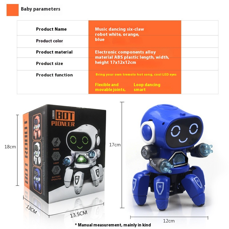 Jucarie interactiva robot inteligent electric ZYTEQ®️ pentru copii, cu lumina LED si functie de dans, alb [7]