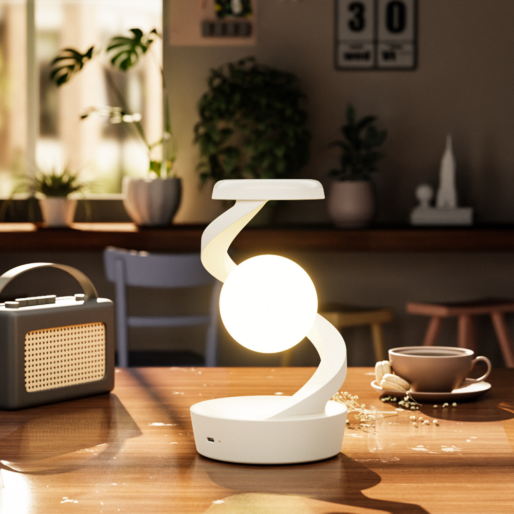 Lampa inteligenta rotativa, pentru birou sau noptiera, cu multiple moduri de control, senzor de miscare, lumina difuza de noapte, lumina RGB, baterie incorporata, alba [4]
