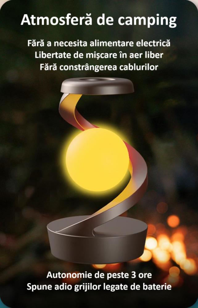 Lampa inteligenta rotativa, pentru birou sau noptiera, cu multiple moduri de control, senzor de miscare, lumina difuza de noapte, lumina RGB, baterie incorporata, gri [11]