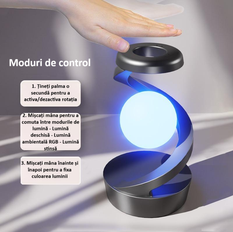 Lampa inteligenta rotativa, pentru birou sau noptiera, cu multiple moduri de control, senzor de miscare, lumina difuza de noapte, lumina RGB, baterie incorporata, alba [9]