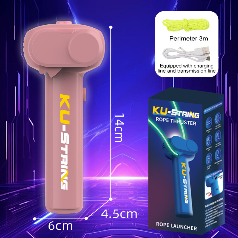 Lansator electric franghie ZYTEQ® fosforescent, loop lasso, jucarie interactiva anti-stres, reincarcabila, pisici, caini, copii, roz [8]