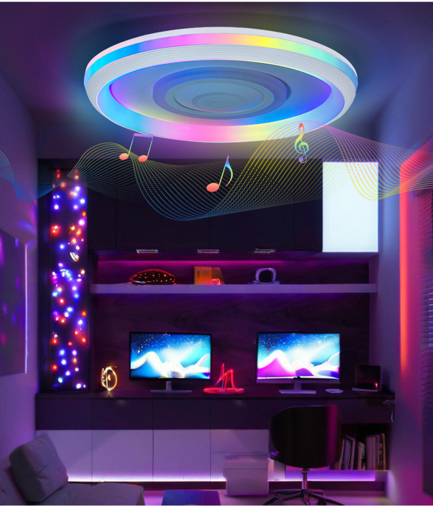 Plafoniera LED inteligenta ZYTEQ®️, putere 74W, eleganta, control prin telecomanda si aplicatie Tuya sau Smart Life APP, muzica prin Bluetooth, lumina RGB calda si rece, alba [11]