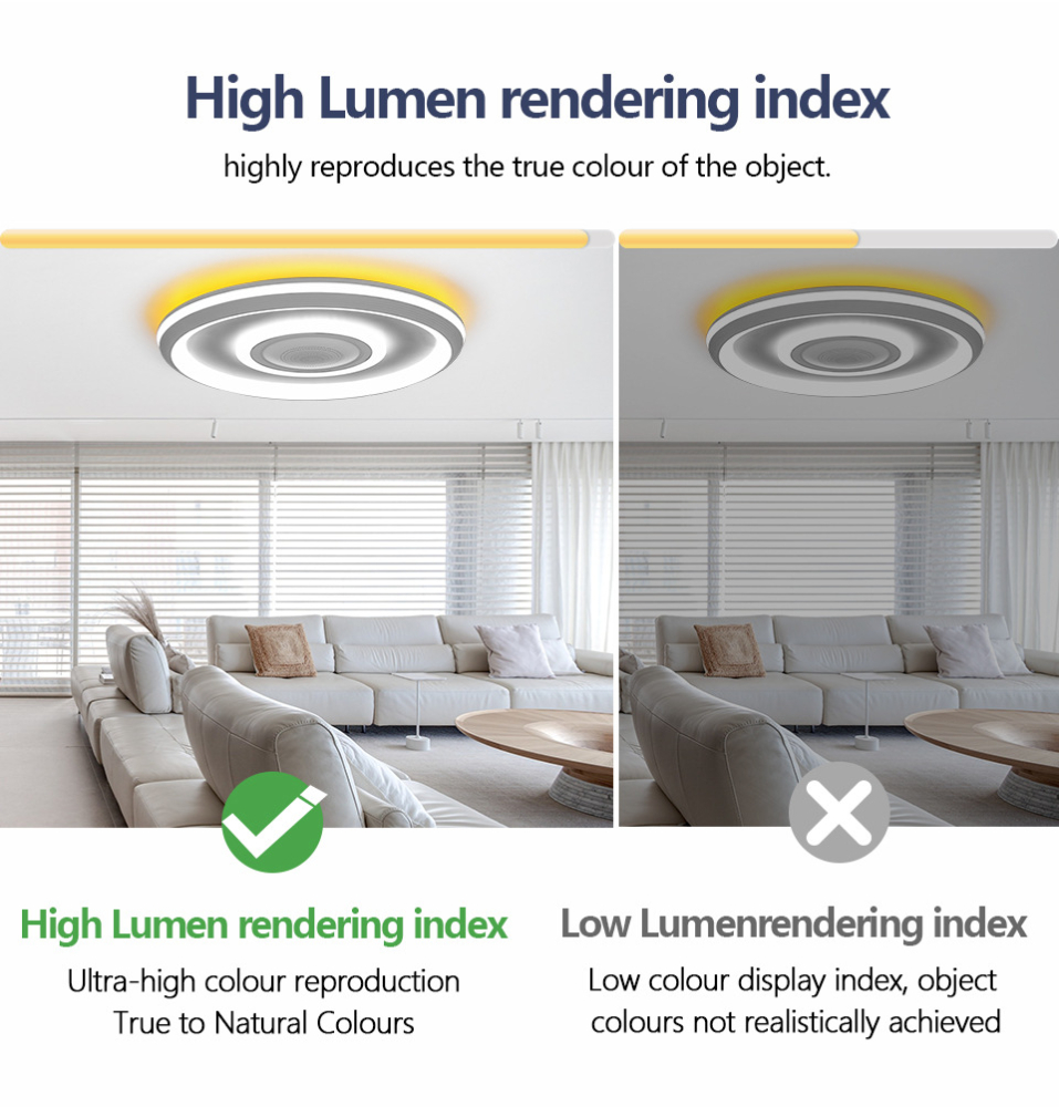 Plafoniera LED inteligenta ZYTEQ®️, putere 74W, eleganta, control prin telecomanda si aplicatie Tuya sau Smart Life APP, muzica prin Bluetooth, lumina RGB calda si rece, alba [7]