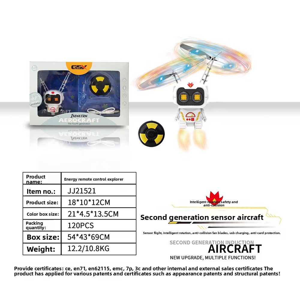 Robot spatial zburator ZYTEQ®️, jucarie interactiva, lumini LED, astronaut luminous, alb [2]