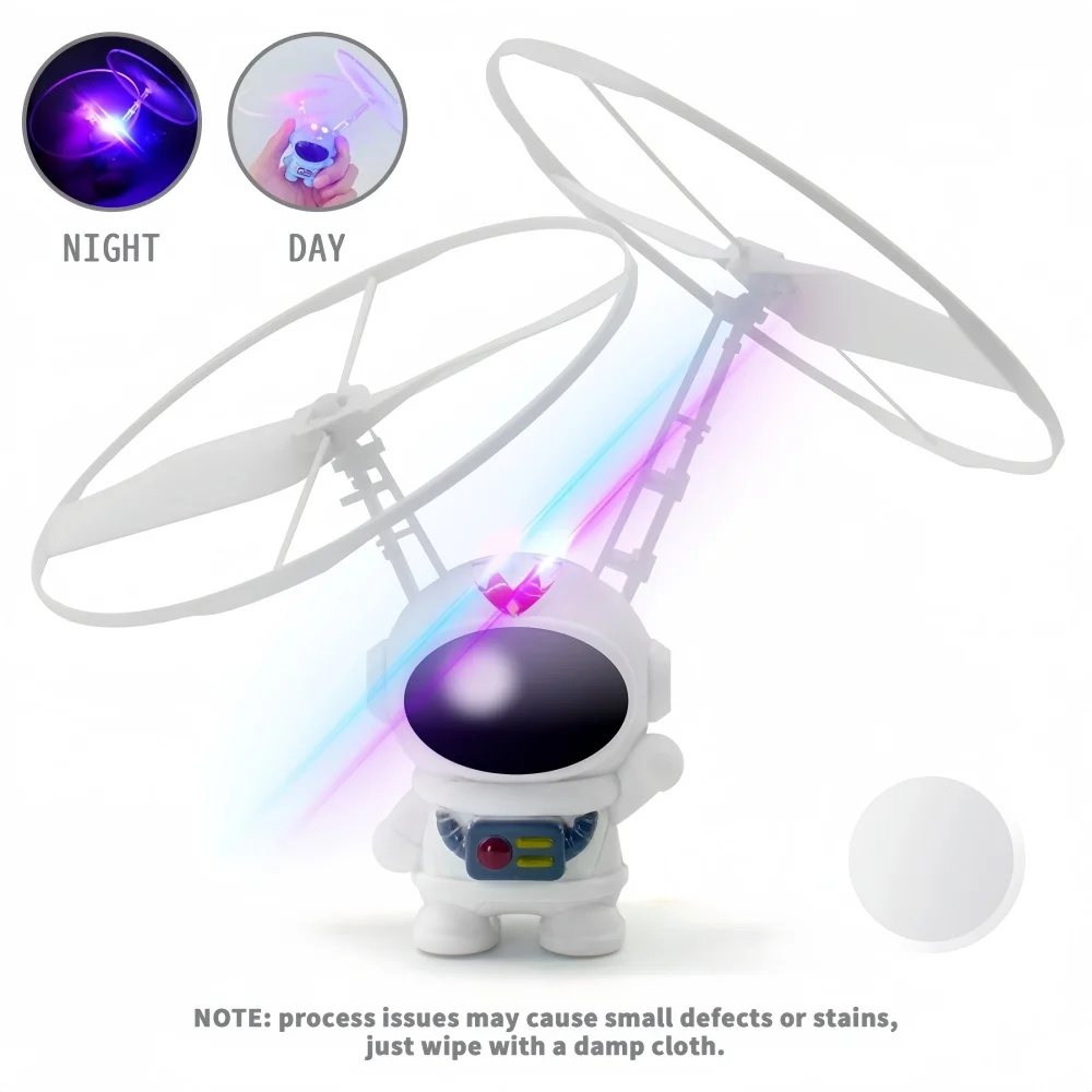Robot spatial zburator ZYTEQ®️, jucarie interactiva, lumini LED, astronaut luminous, alb [11]