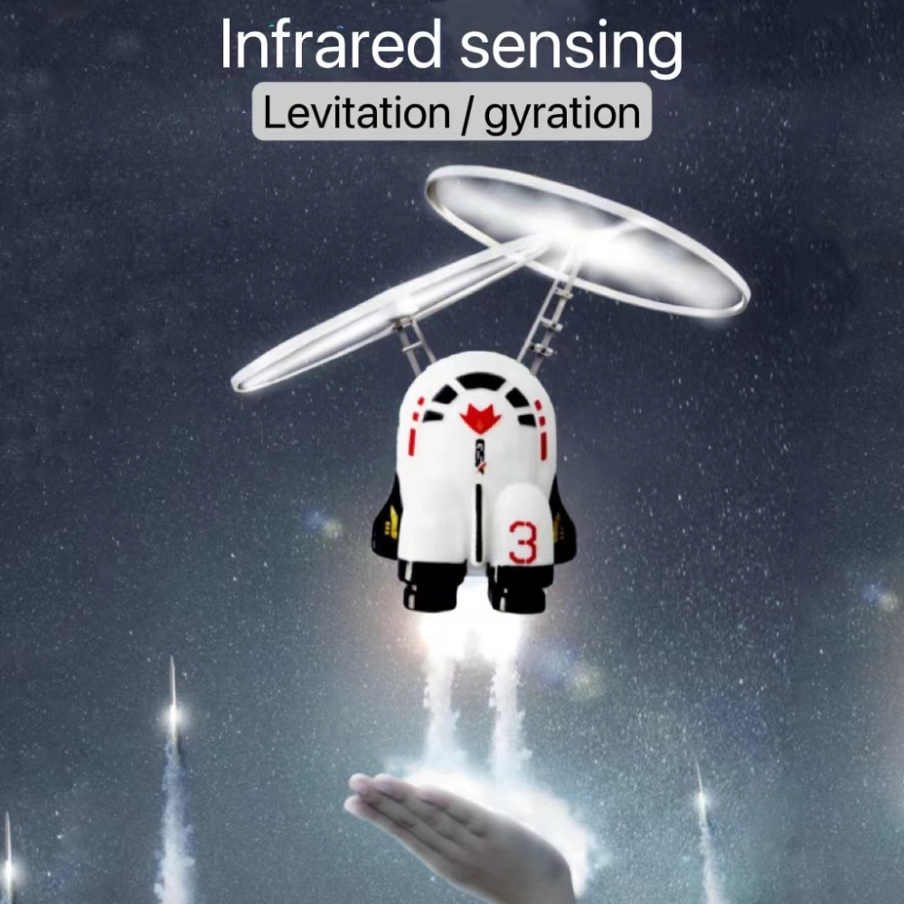 Robot spatial zburator ZYTEQ®️, jucarie interactiva, lumini LED, astronaut luminous, alb [5]