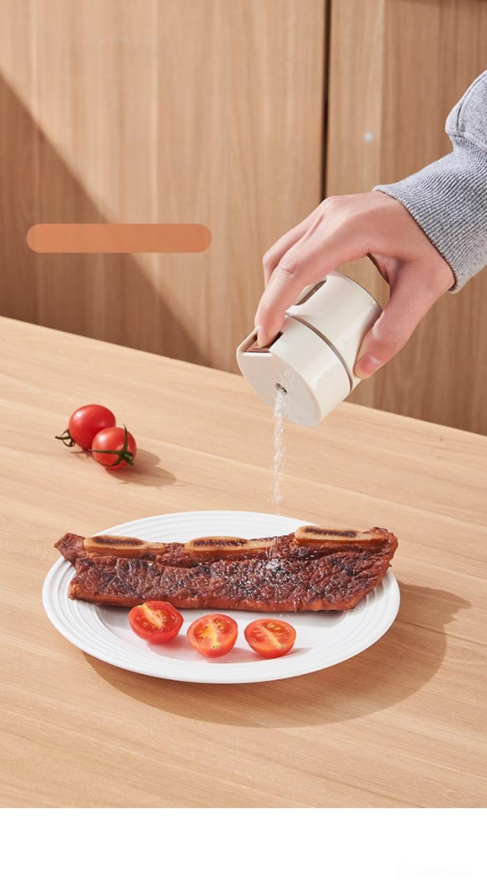 Set de 6 cutii de condimente magnetice ZYTEQ®️, montare pe perete, capac rotativ, detasabile, usor de curatat, culoare alba [4]