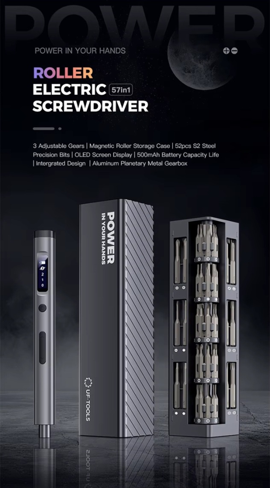 Set surubelnita electrica 57 in 1 ZYTEQ®️, pentru reparatiile de telefoane, laptopuri, ceasuri si alte dispozitive electronice, multifunctional, magnetic, iluminare LED, display digital, negru [7]