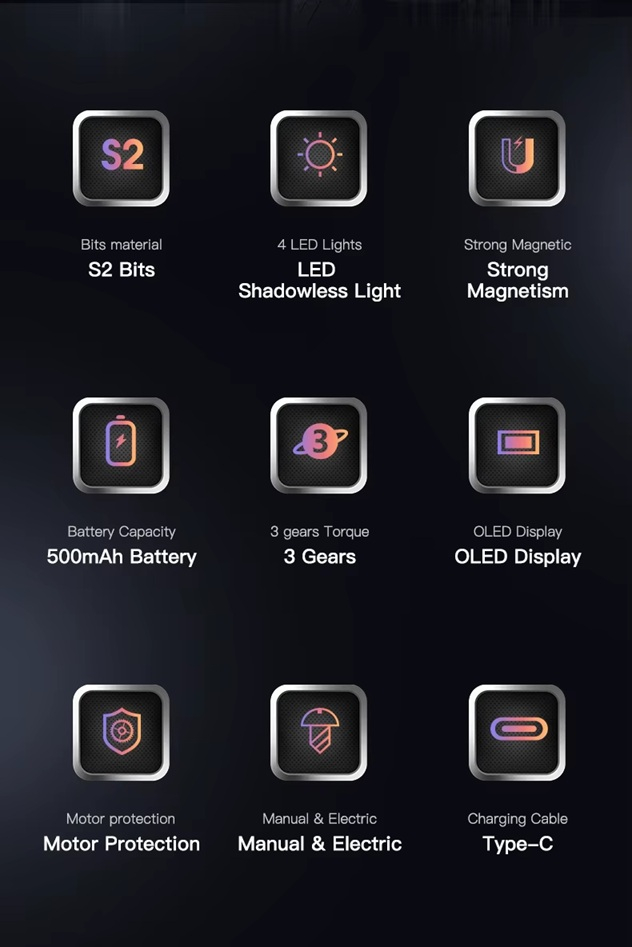 Set surubelnita electrica 57 in 1 ZYTEQ®️, pentru reparatiile de telefoane, laptopuri, ceasuri si alte dispozitive electronice, multifunctional, magnetic, iluminare LED, display digital, negru [8]