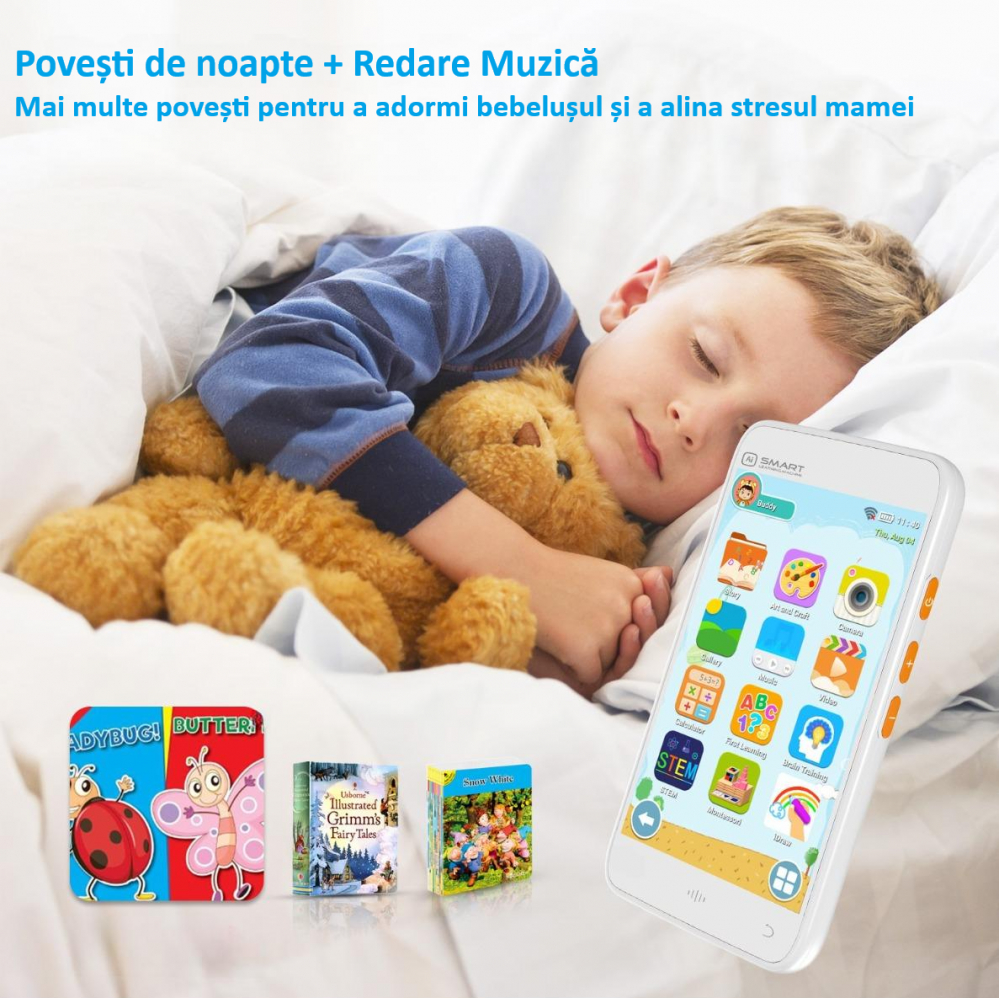 Smartphone Educativ pentru Copii ZYTEQ®️ D5H, Ecran 3.97" LCD, Camera Foto 5MP 1080P Auto-Focus, Android 5.0, Baterie 2000mAh, Memorie 8GB, Alb [6]