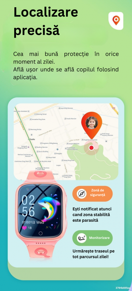 Smartwatch 4G Copii K9, Apel Video, GPS, Buton SOS, Monitorizare in Timp Real, Rezistent la Apa IP67, Mod Scoala, Camera Foto, Chat Vocal, Pedometer, SeTracker 2, Autonomie 8-10 Zile, Roz [7]