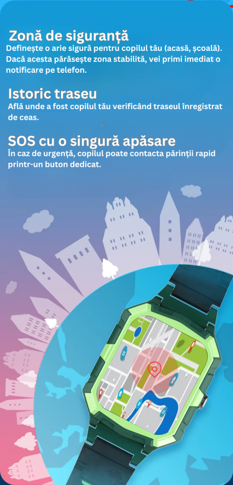 Smartwatch 4G Copii ZYTEQ® Maxtop, Apel Video, GPS, Buton SOS, Monitorizare in Timp Real, Deblocare Faciala, Rezistent la Apa IP67, Mod Scoala, Camera Foto, Chat Vocal, Pedometer, SeTracker 2, Autonom [7]