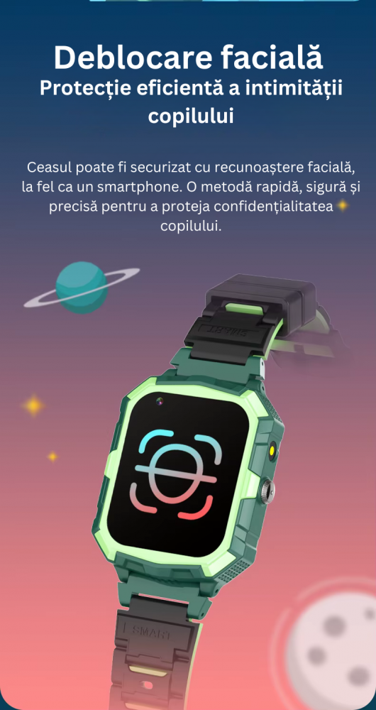 Smartwatch 4G Copii ZYTEQ® Maxtop, Apel Video, GPS, Buton SOS, Monitorizare in Timp Real, Deblocare Faciala, Rezistent la Apa IP67, Mod Scoala, Camera Foto, Chat Vocal, Pedometer, SeTracker 2, Autonom [8]