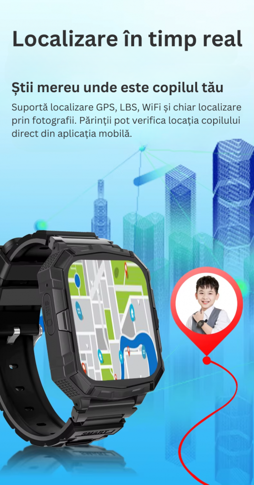 Smartwatch 4G Copii ZYTEQ® Maxtop, Apel Video, GPS, Buton SOS, Monitorizare in Timp Real, Deblocare Faciala, Rezistent la Apa IP67, Mod Scoala, Camera Foto, Chat Vocal, Pedometer, SeTracker 2, Autonom [6]
