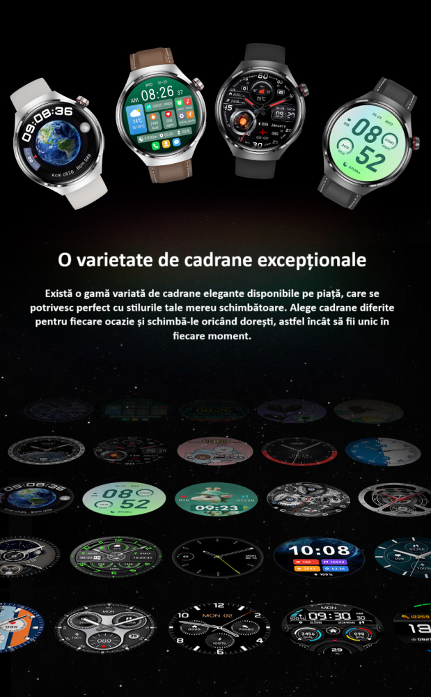 Smartwatch, ecran 1.6", rezistent la apa, notificari apel bluetooth/sms/social media, monitorizare activitati fizice, somn, ritm cardiac, pedometru, incarcare wireless, unisex, Android, IOS, negru [9]