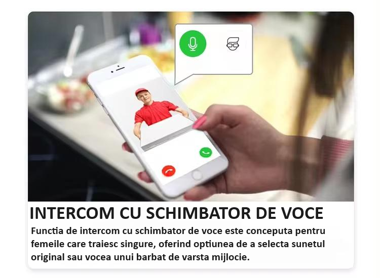 Sonerie inteligenta cu camera video, captura foto, Wi-Fi, vedere nocturna, audio bidirectional, control prin aplicatie, schimbator de voce, baterie reincarcabila, neagra [10]