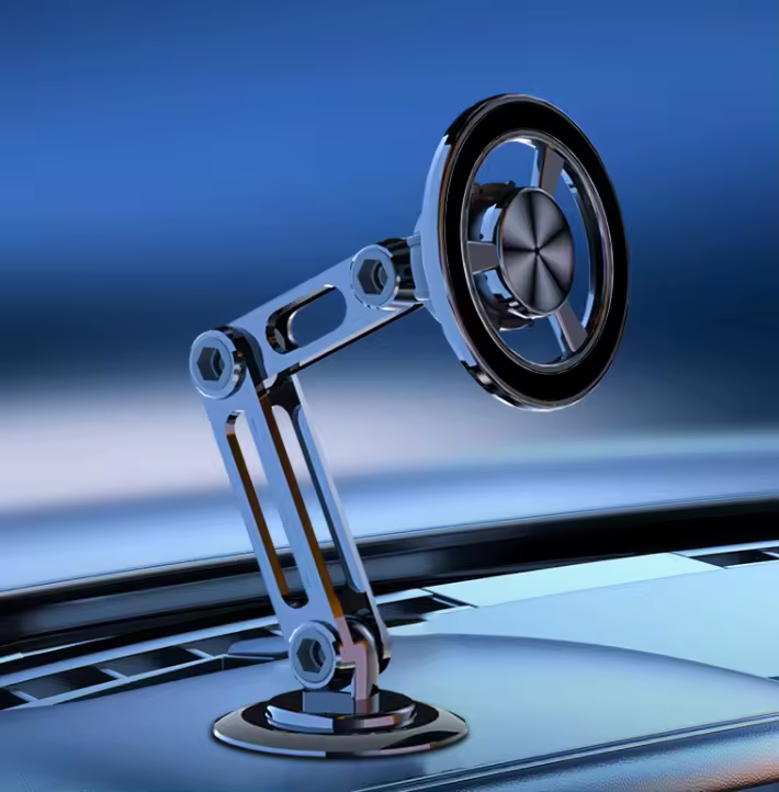 Suport auto magnetic ZYTEQ®️ pentru telefon si tableta universal, cu unghi reglabil si rotire 360°, magneti si banda adeziva, negru [2]