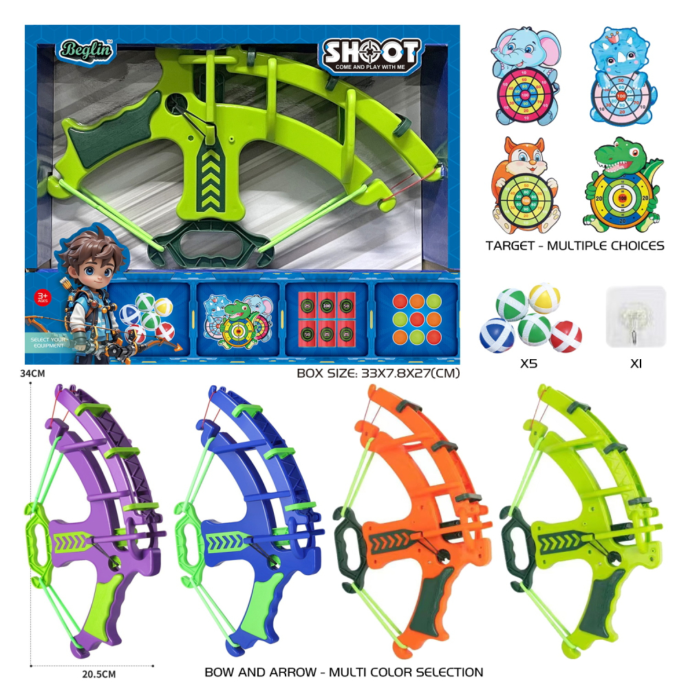 Tabla de darts interactiva pentru copii ZYTEQ®️ vulpe, set cu arc si bile adezive, albastru-verde, 34x20.5cm [6]