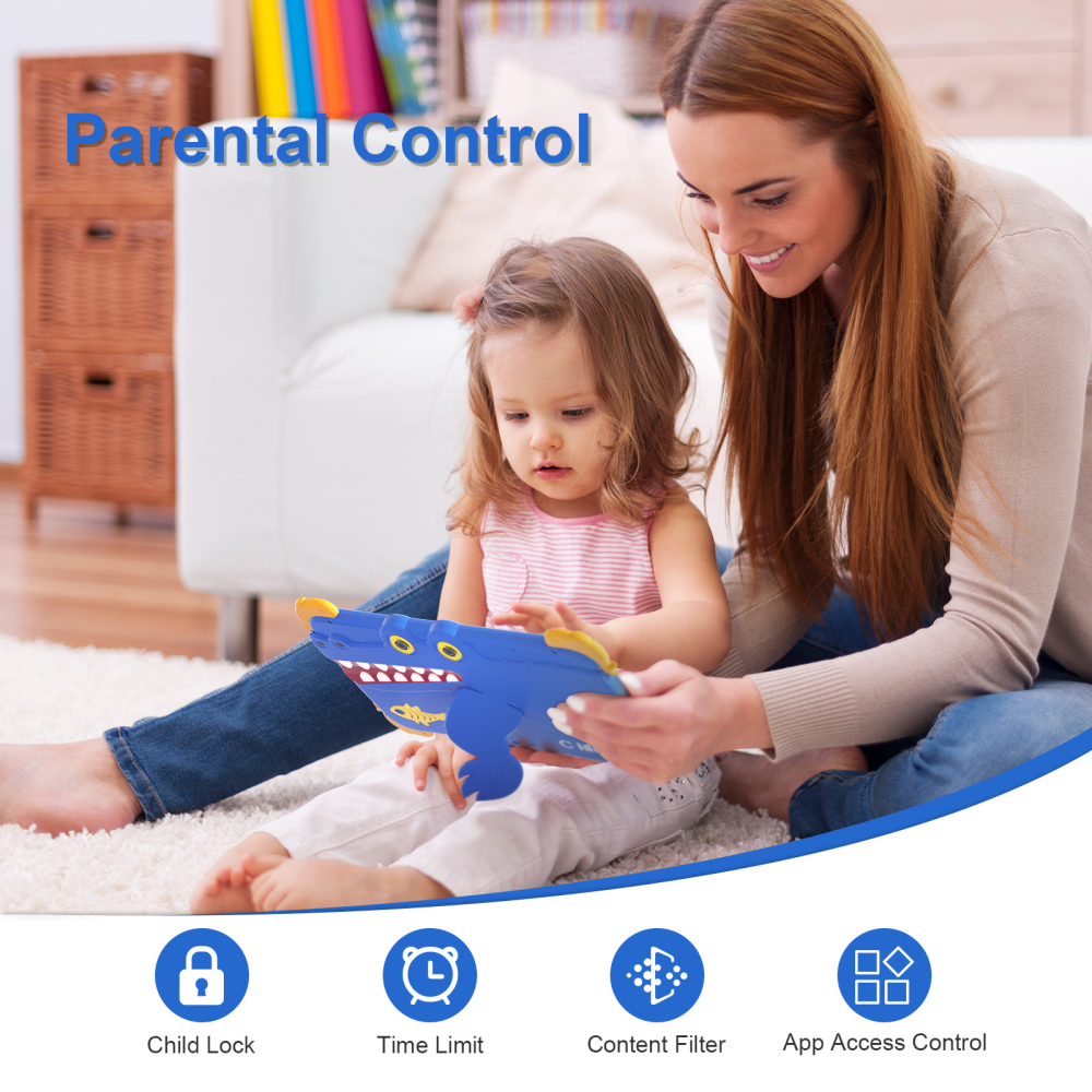 Tableta educationala pentru copii ZYTEQ®️ 10.1 inch, Android, 8GB RAM + 512GB, 5G, control parental, camera duala, carcasa rezistenta, ecran tactil HD, WiFi, Bluetooth, husal, albastra [3]