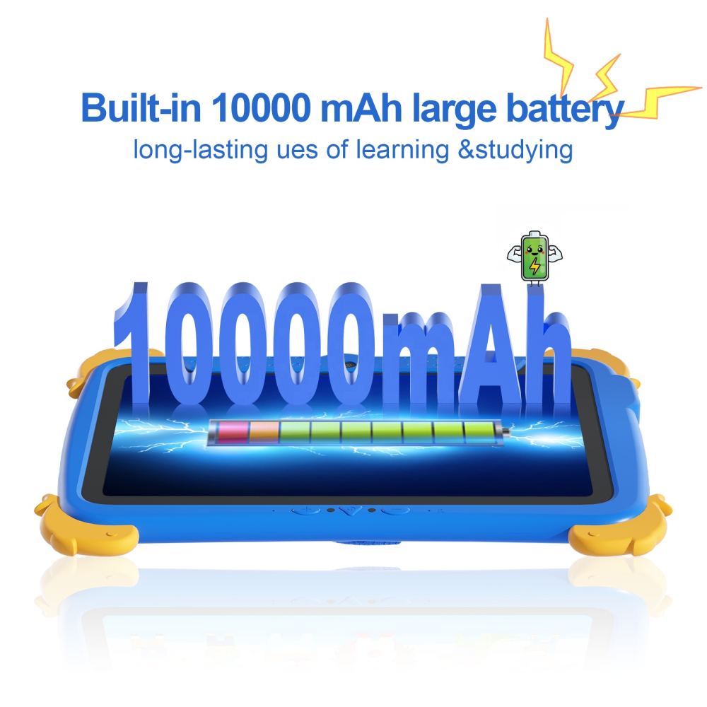 Tableta educationala pentru copii ZYTEQ®️ 10.1 inch, Android, 8GB RAM + 512GB, 5G, control parental, camera duala, carcasa rezistenta, ecran tactil HD, WiFi, Bluetooth, husal, albastra [5]