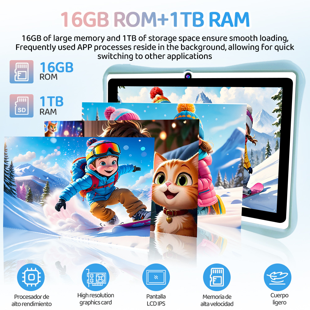 Tableta educationala ZYTEQ®️ pentru copii, 7 inch, 16GB RAM + 1TB ROM, Android, 3-12 ani, aplicatii Play Store, carcasa rezistenta, jocuri distractive, ecran tactil HD, Bluetooth, WiFi, 3200mAh, roz [5]