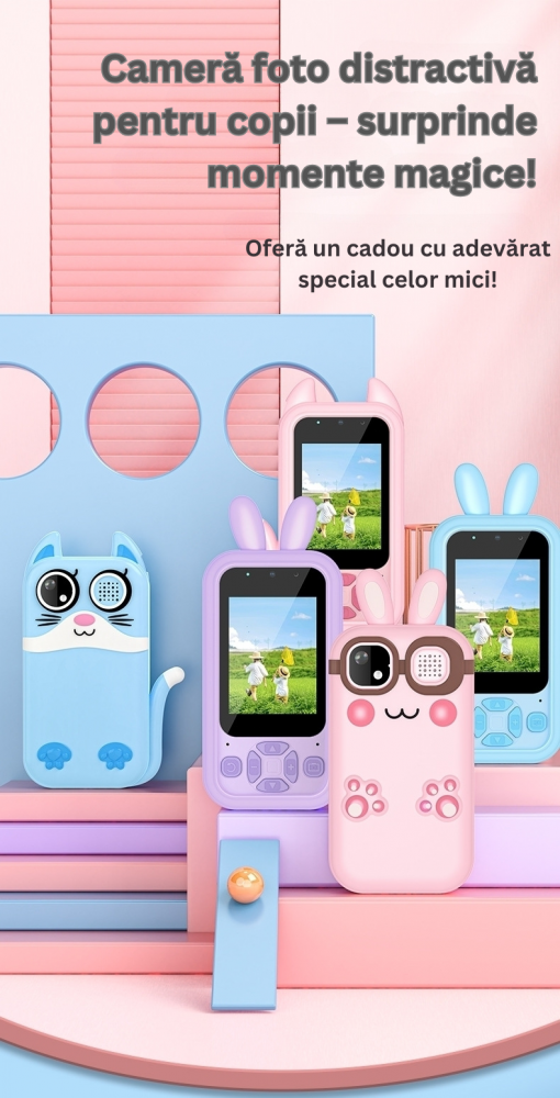 Telefon Copii H06 cu Camera Foto, Jocuri si Video, Ecran 2.0", Design Durabil ABS+Silicon, Baterie 1-2 Zile, Model Pisica, Albastru [2]