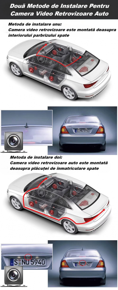 Camera video de bord auto S16 Full HD 1080P, WDR, 170°, 3 lentile, Wi-Fi, ecran IPS de 2 inch, filmare zi si noapte, inregistrare in bucla, Night Vision, detectare miscare, parcare asistata, neagra [21]