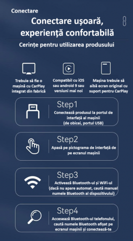 Adaptor wireless CarPlay & Android Auto 2-in-1 Q1BZ , compatibil cu Apple iOS 10+ si Android 11+, WiFi 5GHz, Plug-and-Play, compact si usor, transmisie stabila, conexiune Bluetooth, negru [8]