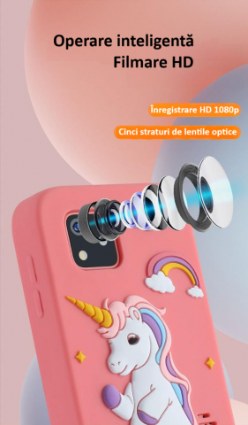 Telefon inteligent pentru copii, 2.8 inch IPS, husa de silicon anti-alunecare, jocuri, inregistrare si fotografiere HD 1080P, video, muzica, alarma, calculator, lanterna, educational, verde [6]