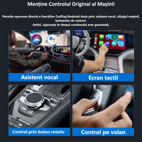 Adaptor Wireless Android Auto si CarPlay 2-in-1 ZYTEQ®️ K83, compatibil cu Apple iOS si Android, Plug-and-Play, WiFi Dual-Band, Bluetooth 5.2, cip A7 Quad-Core, compact, control vocal, transmisie stab [6]