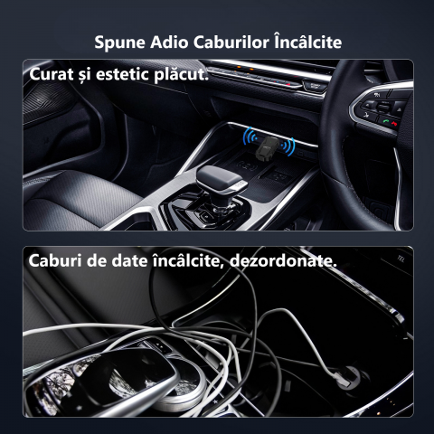 Adaptor Wireless Android Auto si CarPlay 2-in-1 ZYTEQ®️ K83, compatibil cu Apple iOS si Android, Plug-and-Play, WiFi Dual-Band, Bluetooth 5.2, cip A7 Quad-Core, compact, control vocal, transmisie stab [7]
