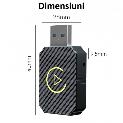 Adaptor wireless CarPlay & Android Auto 2-in-1 Q1M, compatibil cu Apple iOS 10+ si Android 11+, WiFi 5GHz, Plug-and-Play, compact si usor, transmisie stabila, conexiune Bluetooth, gri carbon [1]