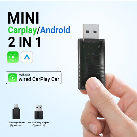 Adaptor wireless CarPlay & Android Auto 2-in-1 CP86, compatibil cu Apple iOS 10+ si Android 11+, WiFi 5GHz, Plug-and-Play, compact si usor, transmisie stabila, conexiune Bluetooth, negru [15]