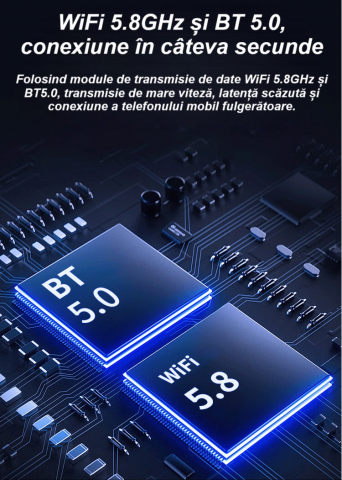 Adaptor wireless CarPlay & Android Auto 2-in-1 KM3, compatibil cu Apple iOS 10+ si Android 11+, WiFi 5GHz, Plug-and-Play, compact si usor, transmisie stabila, conexiune Bluetooth, negru [10]