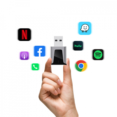 Adaptor wireless CarPlay & Android Auto 2-in-1 KM3, compatibil cu Apple iOS 10+ si Android 11+, WiFi 5GHz, Plug-and-Play, compact si usor, transmisie stabila, conexiune Bluetooth, negru [14]