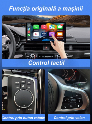 Adaptor wireless CarPlay & Android Auto 2-in-1 KM3, compatibil cu Apple iOS 10+ si Android 11+, WiFi 5GHz, Plug-and-Play, compact si usor, transmisie stabila, conexiune Bluetooth, negru [9]