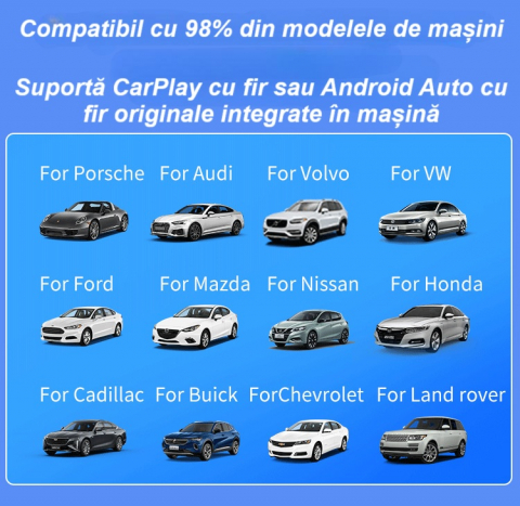 Adaptor wireless CarPlay & Android Auto 2-in-1 KM3, compatibil cu Apple iOS 10+ si Android 11+, WiFi 5GHz, Plug-and-Play, compact si usor, transmisie stabila, conexiune Bluetooth, negru [13]