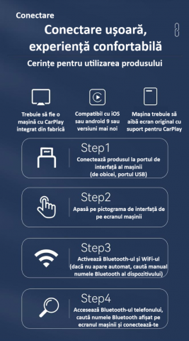 Adaptor wireless CarPlay & Android Auto 2-in-1 Q1, compatibil cu Apple iOS 10+ si Android 11+, WiFi 5GHz, Plug-and-Play, compact si usor, transmisie stabila, conexiune Bluetooth, gri [9]