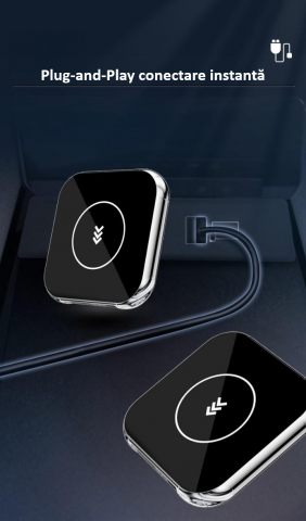 Adaptor wireless CarPlay & Android Auto 2-in-1 Q1BM, compatibil cu Apple iOS 10+ si Android 11+, WiFi 5GHz, Plug-and-Play, compact si usor, transmisie stabila, conexiune Bluetooth, negru [12]